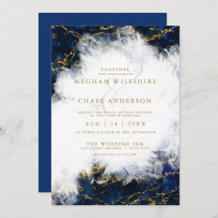 Invitation Mariage   Élégante Géode cristal Lapis Lazuli