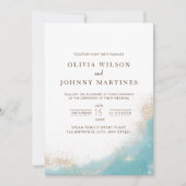 Invitation Mariage Élégante Mariage Bleu Et Or (Devant)