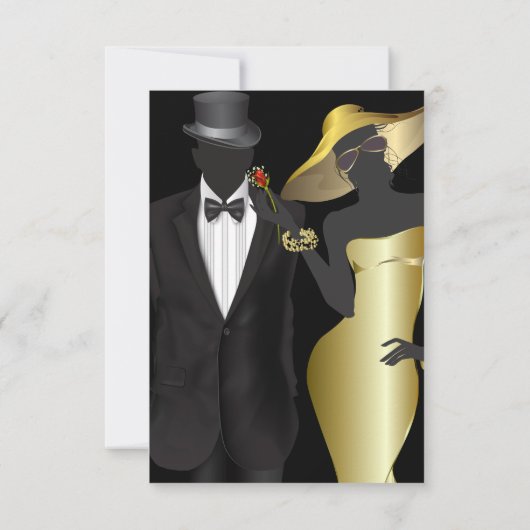 Invitation MARIAGE | Elégante Parties scintillant noire et or (Dos)