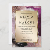 Invitation Mariage | Élégantes pinces à brosse en or Cassis P (Devant)