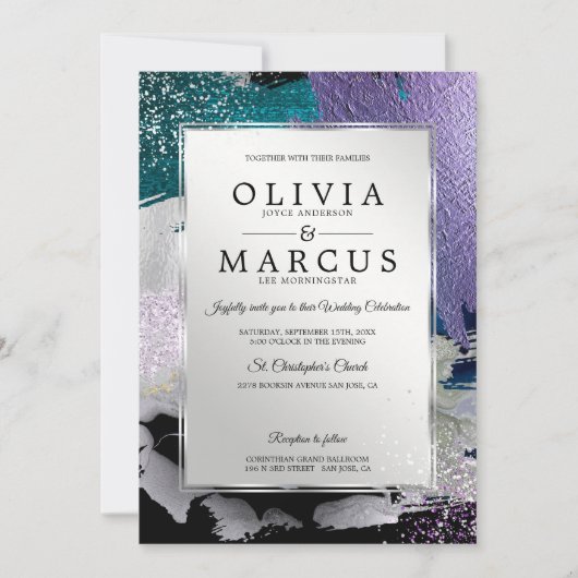 Invitation Mariage | Élégantes pinces argentées (Devant)