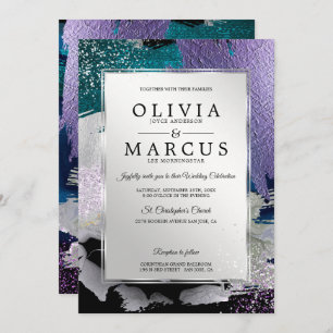 Invitation Mariage   Élégantes pinces argentées