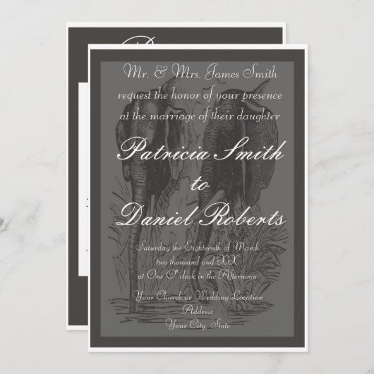 Invitation Mariage éléphant (Devant / Derrière)