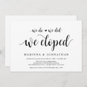 Invitation Mariage Élopégant Moderne Rustique, Écriture Noire (Devant / Derrière)