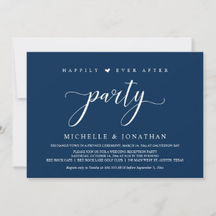 Invitation Mariage Elopement, bleu marine, réception Invi