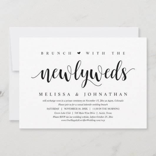 Invitation Mariage Elopement, Brunch Avec Les Nouveaux Mariés (Devant)