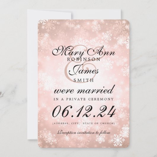 Invitation Mariage / Elopement Copper Winter Wonderland (Devant)