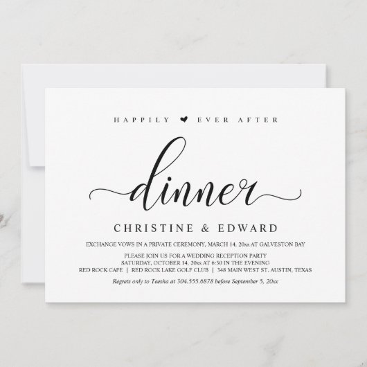 Invitation Mariage Elopement, Elégante réception réception In (Devant)