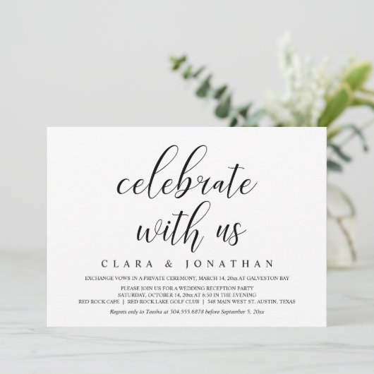 Invitation Mariage Elopement, Élégante réception réception ré (Debout devant)