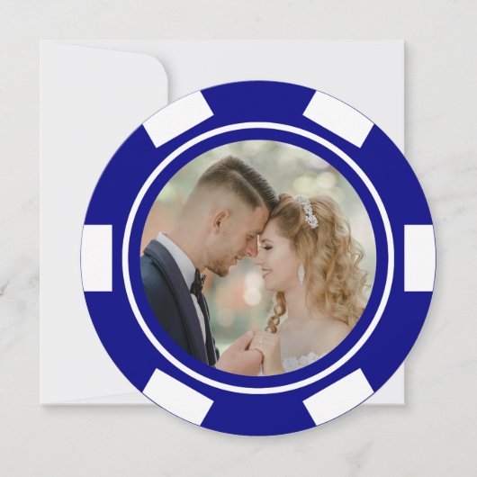 Invitation Mariage Elopement Fête avec jetons de poker Bleu N (Devant)
