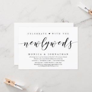 Invitation Mariage Elopement, fête avec les jeunes mariés