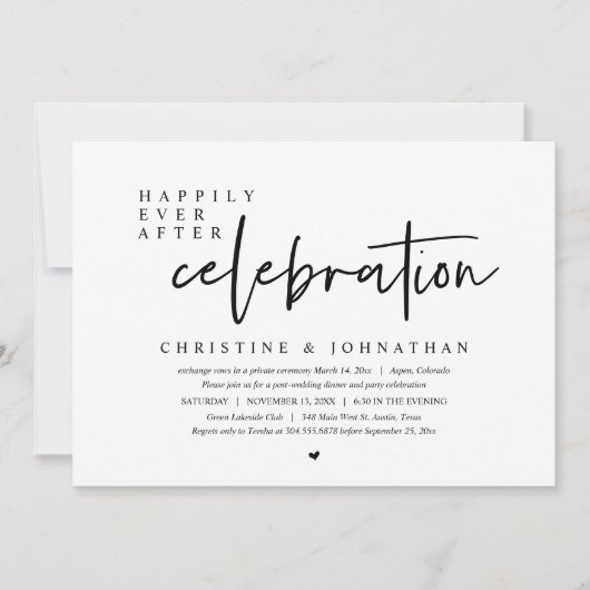 Invitation Mariage Elopement, Heureusement Jamais Après Céléb (Devant)
