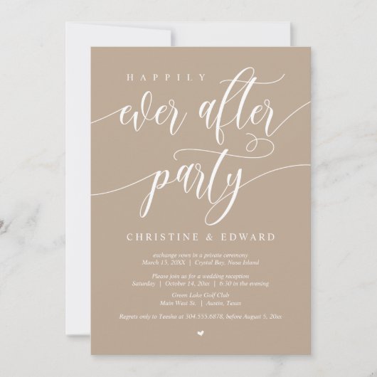 Invitation Mariage Elopement, Heureusement Jamais Après La Fê (Devant)
