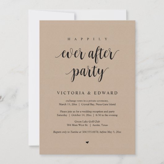 Invitation Mariage Elopement, Heureusement Jamais Après La Fê (Devant)