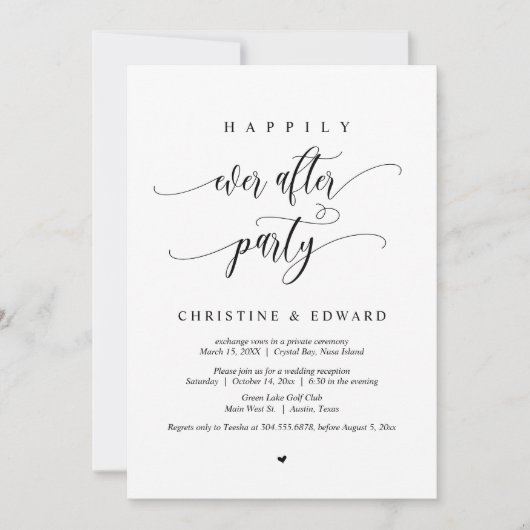 Invitation Mariage Elopement, Heureusement Jamais Après L'Inv (Devant)