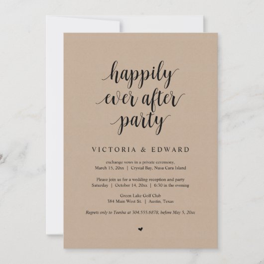 Invitation Mariage Elopement, Heureusement toujours après la  (Devant)