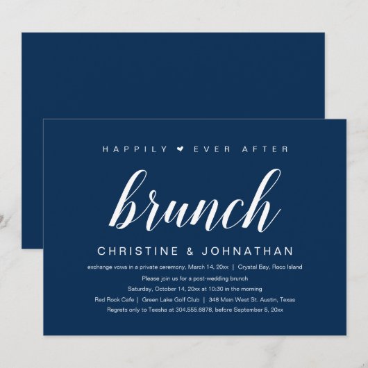 Invitation Mariage Elopement, Heureux Jamais Après Brunch (Devant / Derrière)