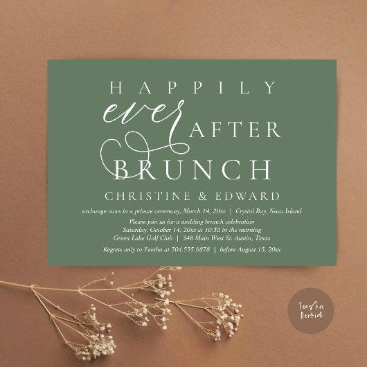 Invitation Mariage Elopement, Heureux Jamais Après Brunch