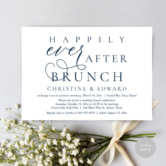 Invitation Mariage Elopement, Heureux Jamais Après Brunch