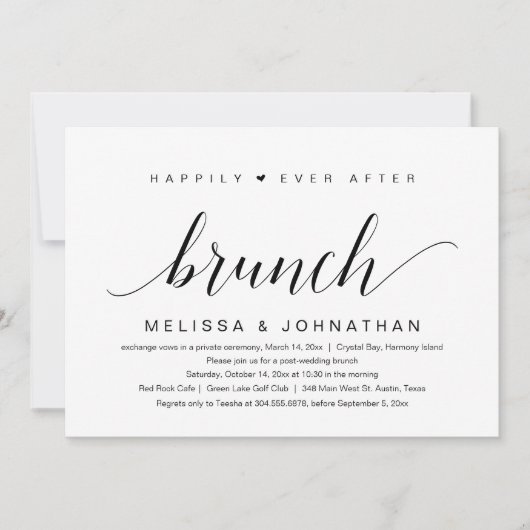 Invitation Mariage Elopement, Heureux Jamais Après Brunch Inv (Devant)