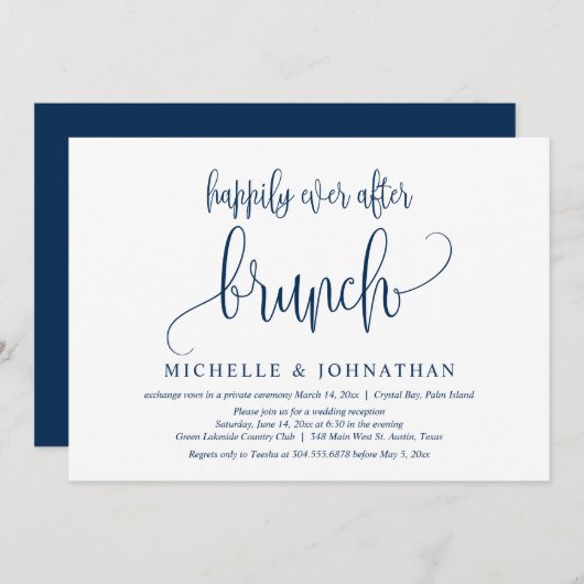 Invitation Mariage Elopement, Heureux Jamais Après Brunch Inv (Devant / Derrière)