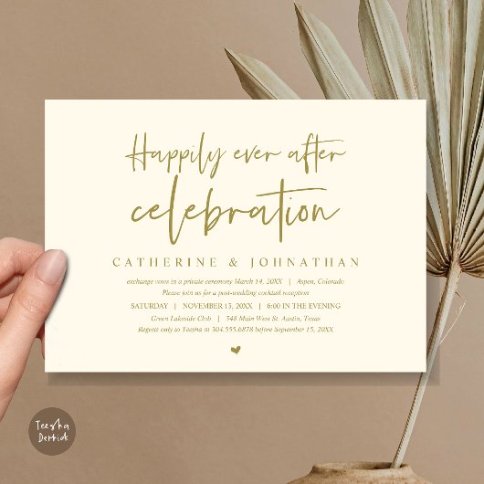 Invitation Mariage Elopement, Joyeux Jour après la célébratio