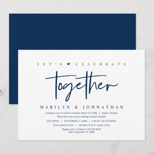 Invitation Mariage Elopement, Moderne, Faisons la fête avec n (Devant / Derrière)