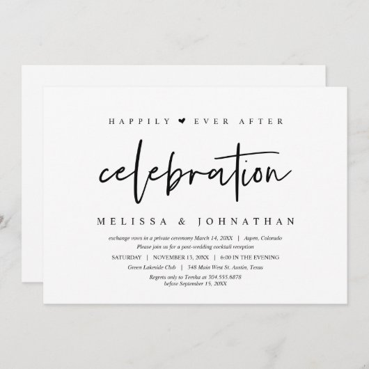 Invitation Mariage Elopement, Moderne, Heureux toujours après (Devant / Derrière)