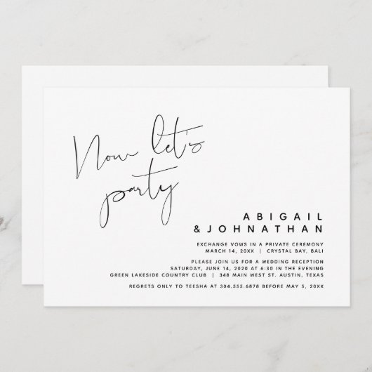 Invitation Mariage Élopement Moderne, Maintenant Faisons la F (Devant / Derrière)