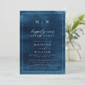 Invitation Mariage Elopement Monogram Elegant Marine (Debout devant)
