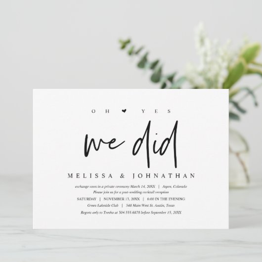 Invitation Mariage Elopement, oh oui, nous l'avons fait (Debout devant)