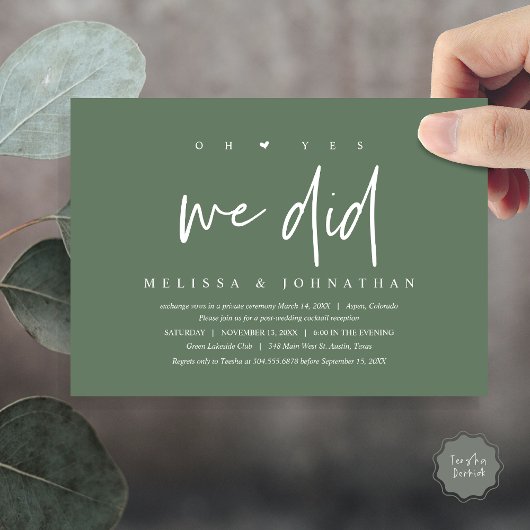 Invitation Mariage Elopement, oh oui, nous l'avons fait