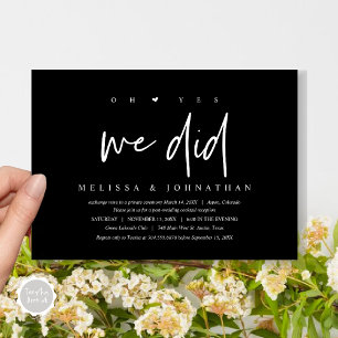 Invitation Mariage Elopement, oh oui, nous l'avons fait