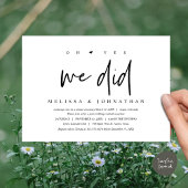 Invitation Mariage Elopement, oh oui, nous l'avons fait
