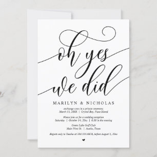 Invitation Mariage Elopement Party, Oh Oui, Nous L'Avons Fait