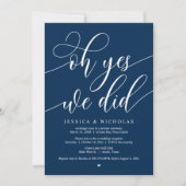 Invitation Mariage Elopement Party, Oh Oui, On L'A Fait, Navy (Devant)