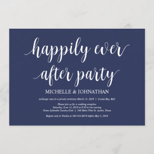 Invitation Mariage Élopement Réception Bleu Marine Rustique