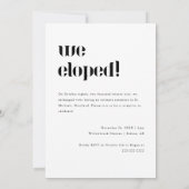 Invitation Mariage Élopement & Réception de Mariage Moderne (Dos)