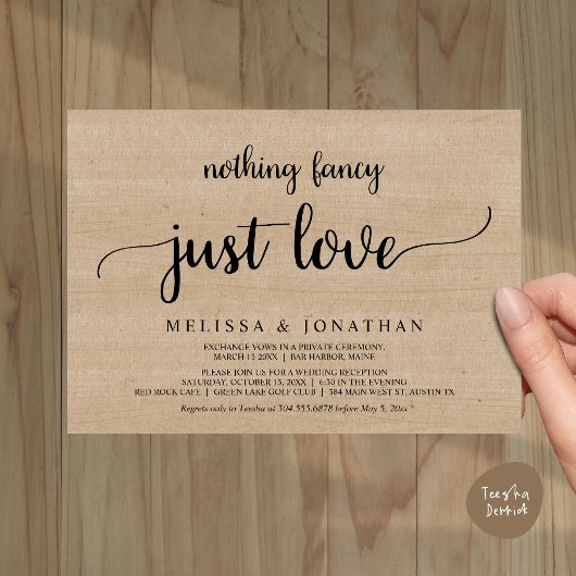 Invitation Mariage Elopement, Rien De Fancy Just Love Diner