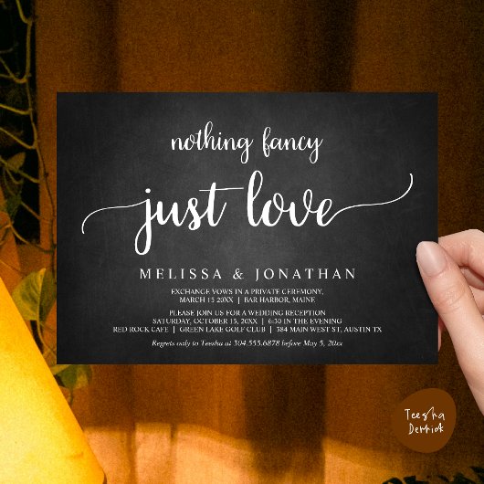 Invitation Mariage Elopement, Rien De Fancy Just Love Diner