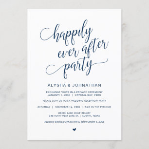 Invitation Mariage Elopement, Simple Classy Navy Blue,