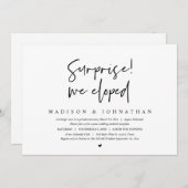 Invitation Mariage Elopement, Surprise, nous avons fui (Devant / Derrière)