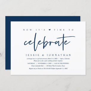 Invitation Mariage Elopement, temps de fêter, Navy Blue