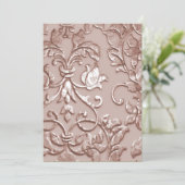 Invitation Mariage Embossé Look Damask Blush (Debout devant)