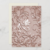 Invitation Mariage Embossé Look Damask Blush (Devant / Derrière)