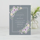 Invitation Mariage Embrasse Botanique Violet Ardoise (Debout devant)