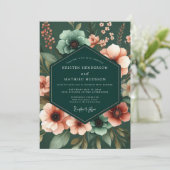 Invitation Mariage Emerald Anemone Noir (Debout devant)