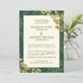 Invitation Mariage Emerald et Golden Leaf (Debout devant)