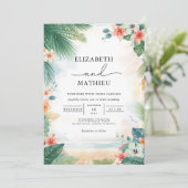 Invitation Mariage Emerald Frond Coral Bloom (Debout devant)