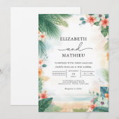 Invitation Mariage Emerald Frond Coral Bloom (Devant / Derrière)